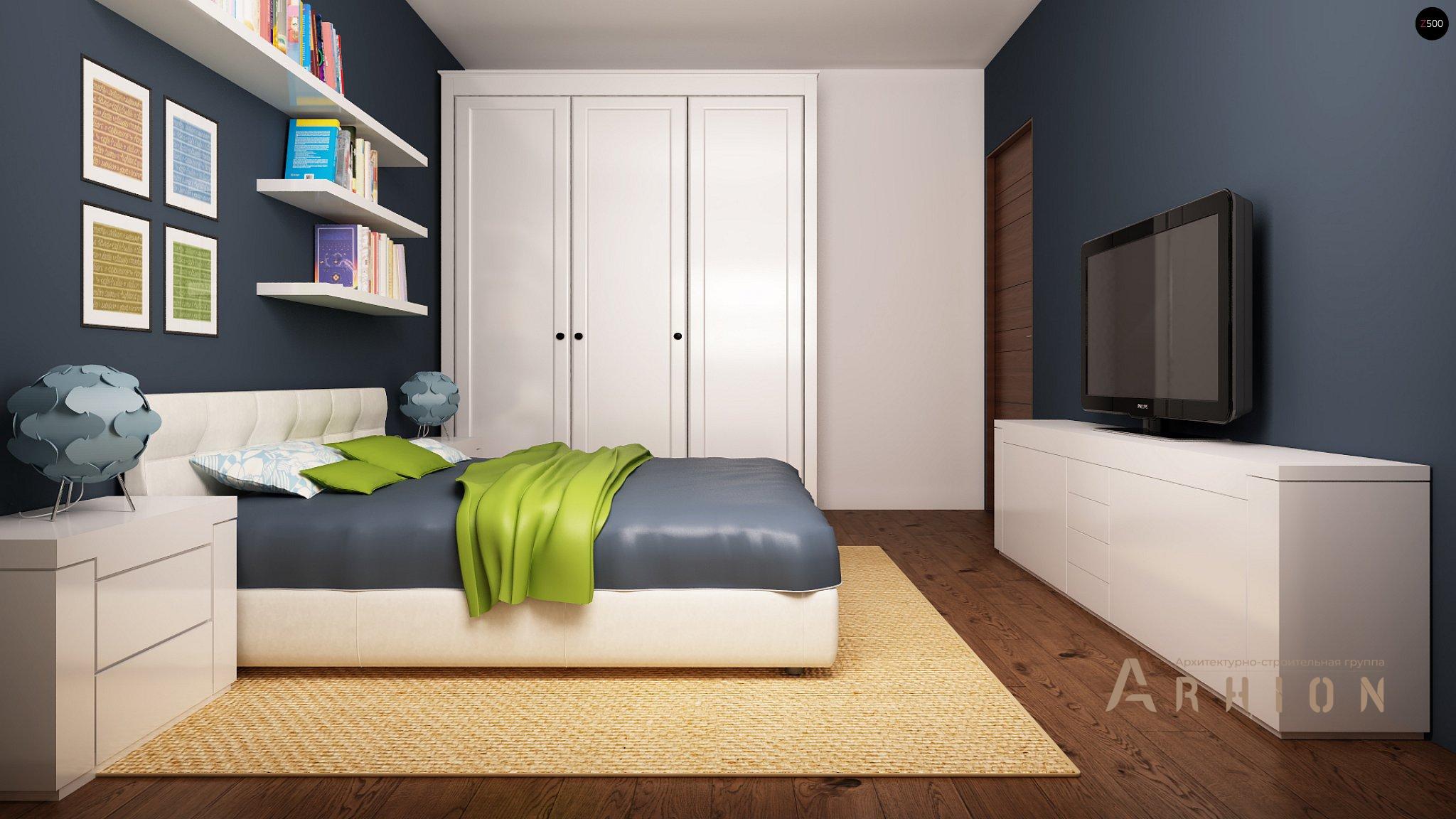 9. Проект одноэтажного дома в современном стиле с двускатной кровлей, Z12 P GP, площадью - 156 кв c мансардой, терассой, гаражом